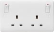 13A 2G DP Switched Socket with Twin Earths and Outboard Rockers