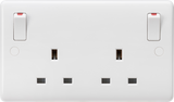 13A 2G DP Switched Socket with Twin Earths and Outboard Rockers