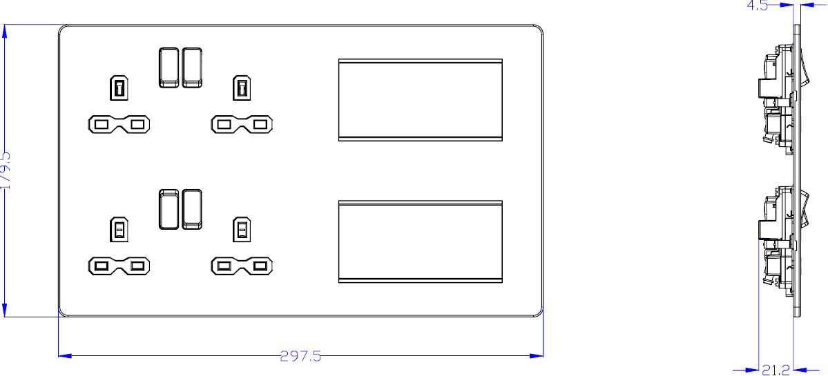 Screwless Combination Plate - Brushed Chrome