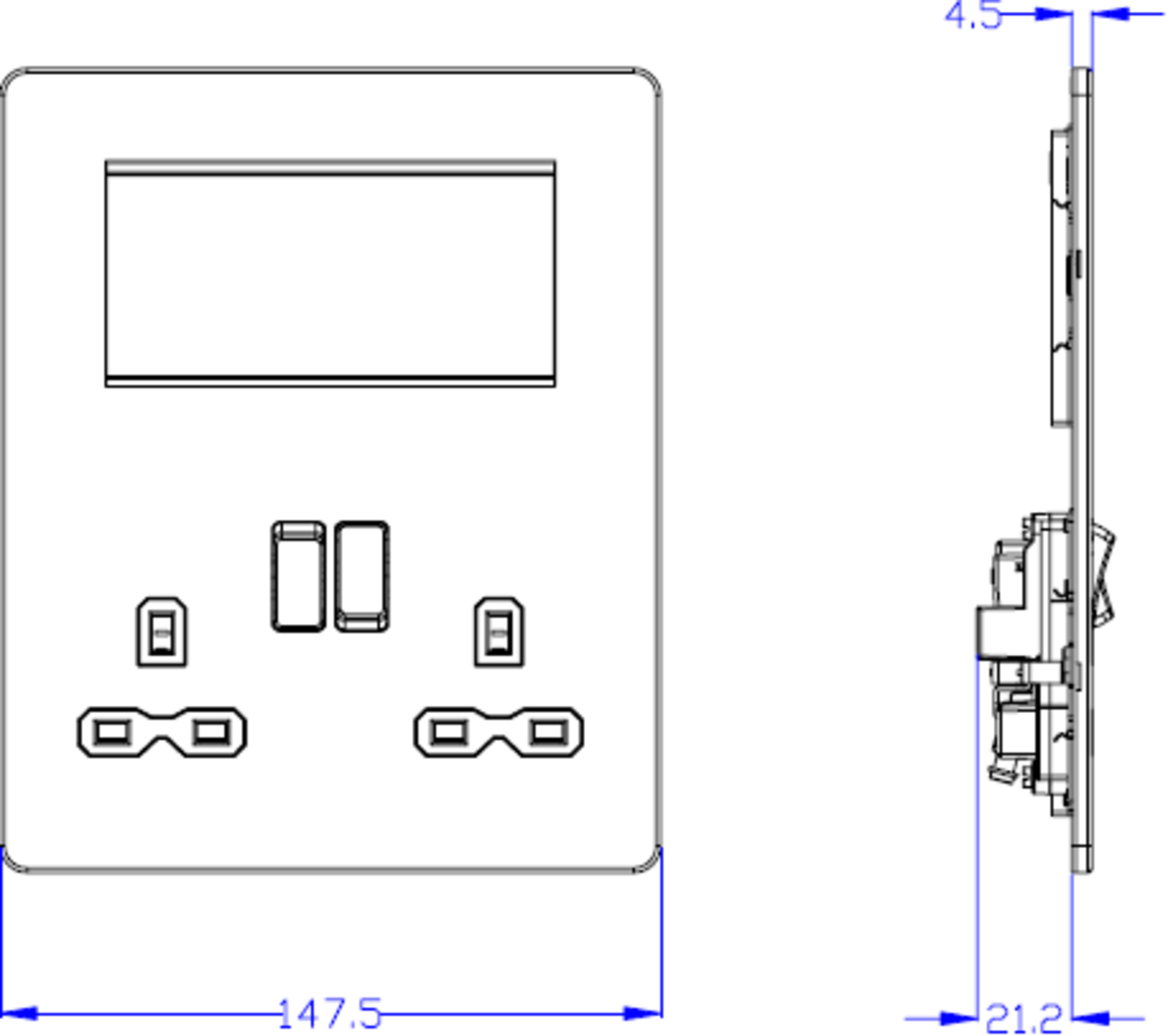 Additional view of Small Multimedia Combination Plate - Brushed Chrome