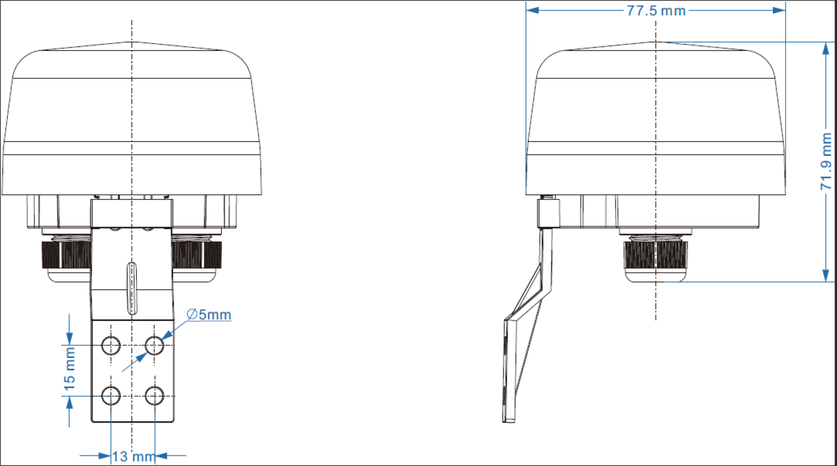 230V 10A IP66 Photocell Control Sensor - Side View