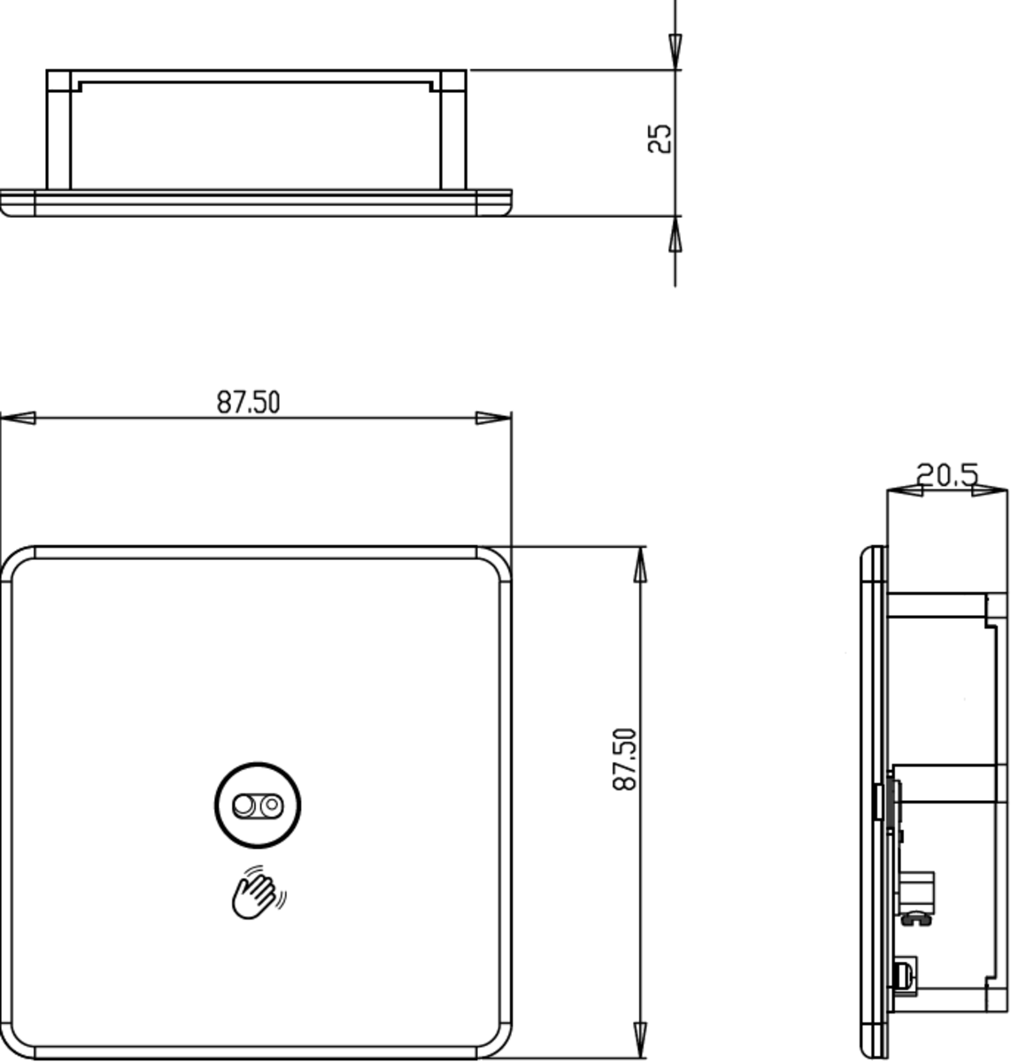 Alternative image of 230V 1G 1-way Touchless Switch - Black Nickel