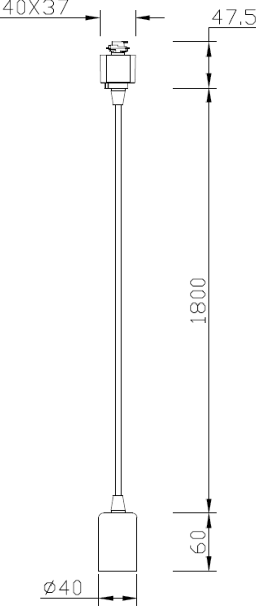 Alternative view of 230V 1.8M E27 Contemporary Track Pendant - White
