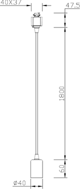 Alternative view of 230V 1.8M E27 Contemporary Track Pendant - White