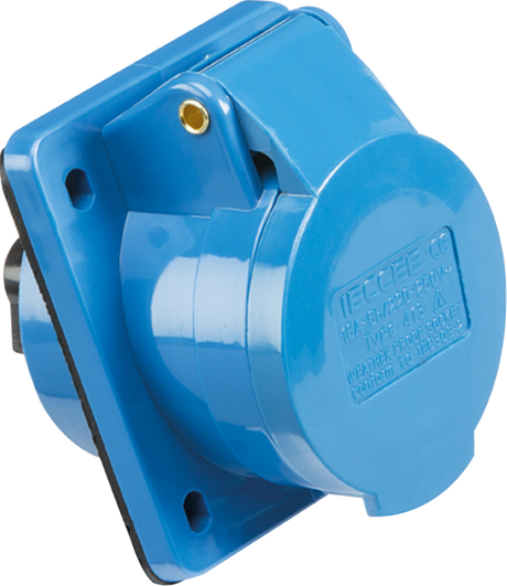 ML Accessories 240V IP44 16A Angled Panel Mount Socket 2P+E