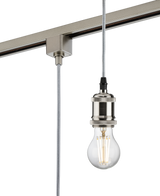 230V 1.8M E27 Vintage Track Pendant - Brushed Chrome