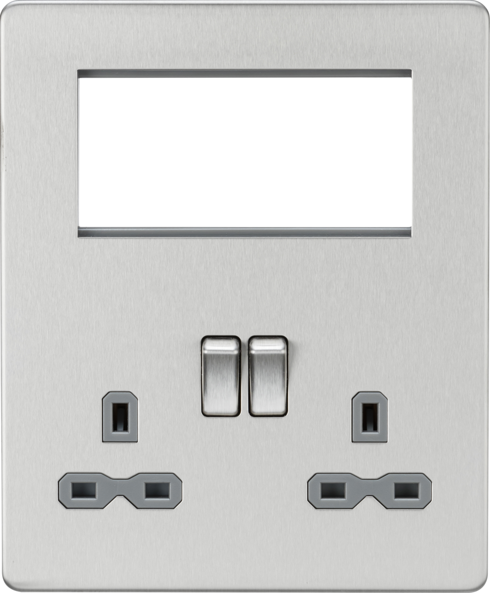 Small Multimedia Combination Plate - Brushed Chrome with Black Insert