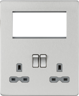 Small Multimedia Combination Plate - Brushed Chrome with Black Insert