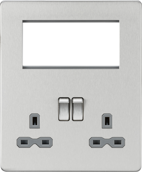 Small Multimedia Combination Plate - Brushed Chrome with Black Insert