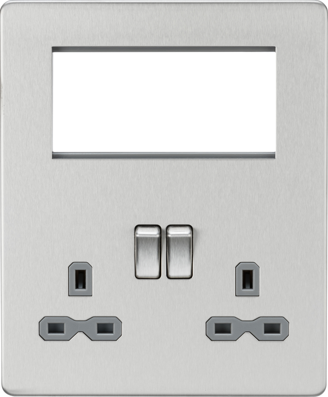 Small Multimedia Combination Plate - Brushed Chrome with Black Insert