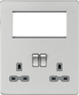 Small Multimedia Combination Plate - Brushed Chrome with Black Insert