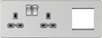 13A 2G DP Socket with 2G Modular Combination Plate - Brushed Chrome