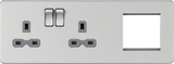 13A 2G DP Socket with 2G Modular Combination Plate - Brushed Chrome