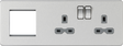 13A 2G DP Socket + 2G Modular Combination Plate - Brushed Chrome with Grey Insert