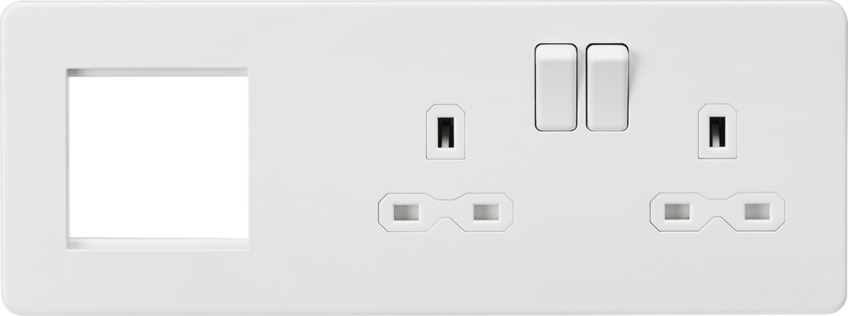 13A 2G DP Socket with Modular Combination Plate - Matt White