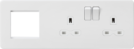 13A 2G DP Socket with Modular Combination Plate - Matt White