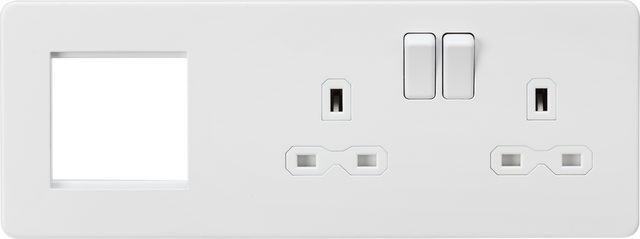 13A 2G DP Socket with Modular Combination Plate - Matt White