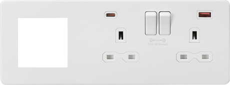 13A 2G DP Socket with Dual USB A+C - Matt White