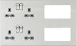 Multimedia Combination Plate - Brushed Chrome with Grey Insert