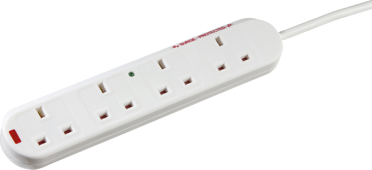 Knightsbridge 13A 4G 2M Surge Protected Extension Lead with Neon