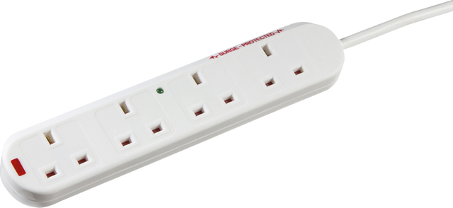 Knightsbridge 13A 4G 2M Surge Protected Extension Lead with Neon
