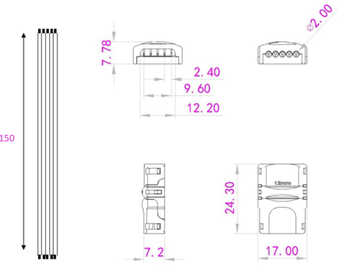 LED Flex Strip Connector 150mm - RGBW