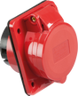 415V IP44 16A Angled Panel Mount Socket - Red