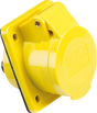 110V IP44 16A Angled Panel Mount Socket 2P+E - Yellow