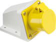 110V IP44 16A Angled Surface Mount Socket 2P+E - Yellow & White