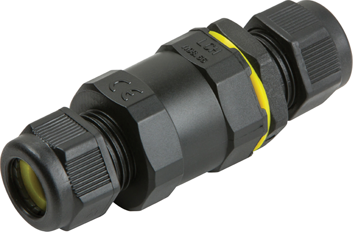IP68 16A Weatherproof Inline Connector - 3 Pole, Black