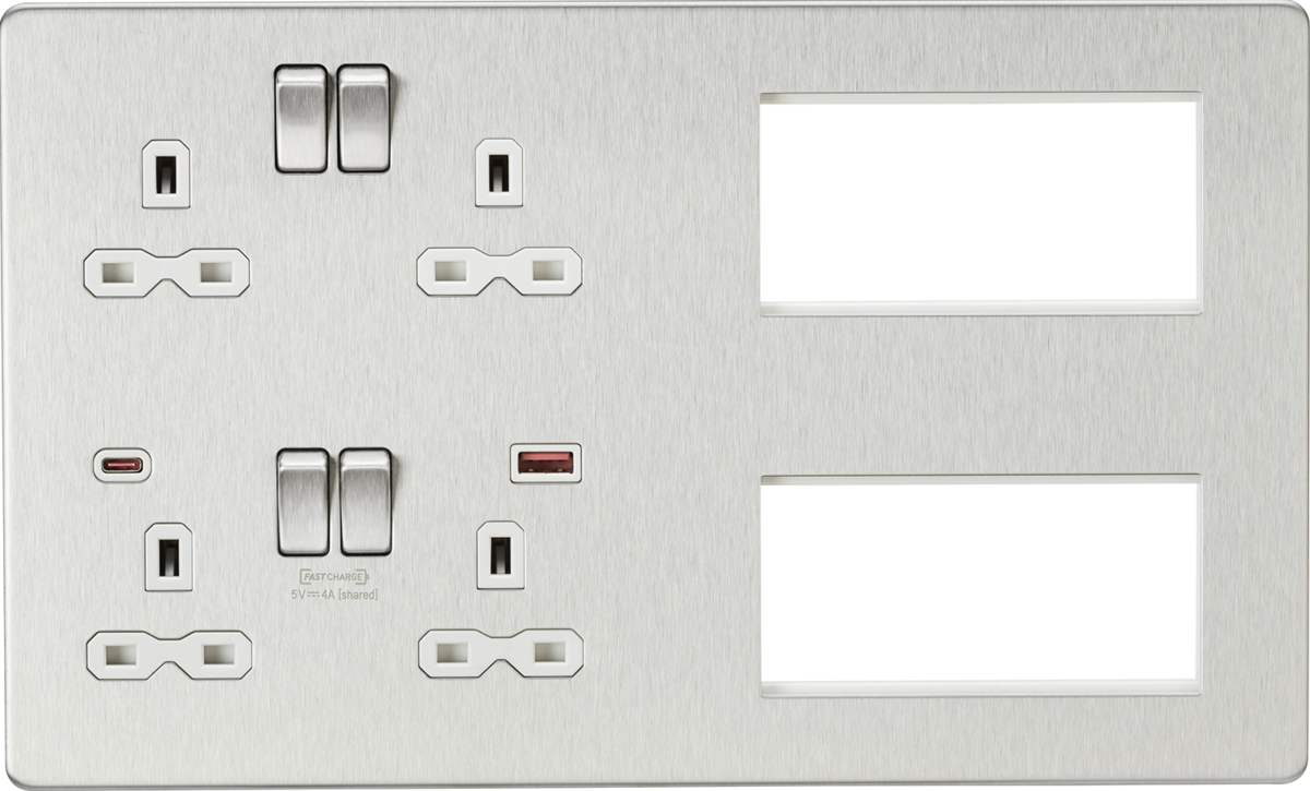 Screwless Multimedia Combination Plate - Brushed Chrome