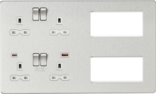 Screwless Multimedia Combination Plate - Brushed Chrome