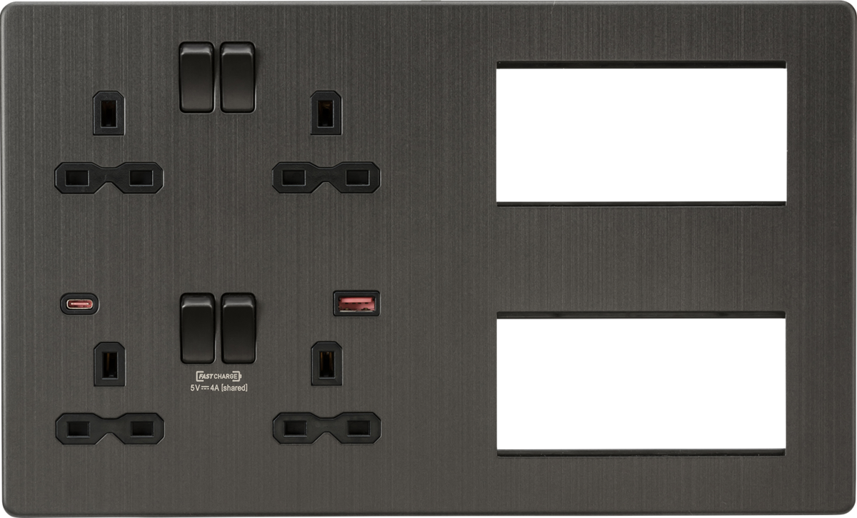 Knightsbridge Multimedia Combo Plate with Dual USB Ports