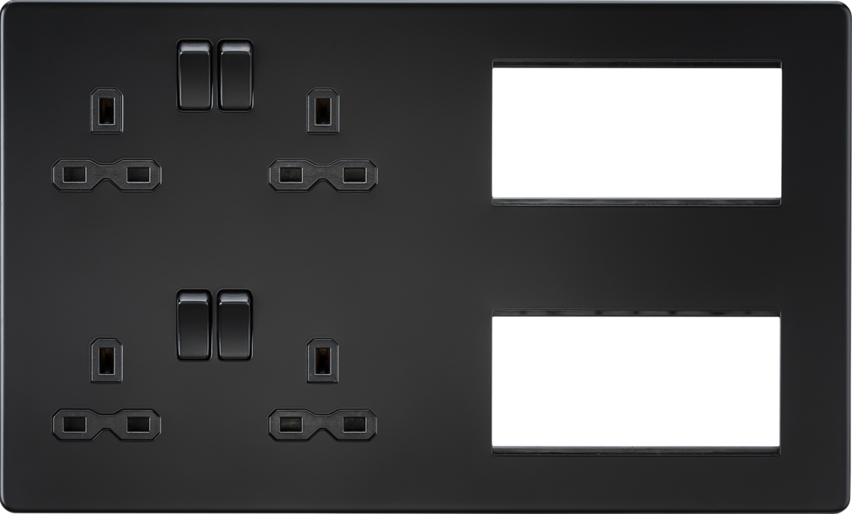 ML Accessories Screwless Multimedia Combination Plate - Matt Black