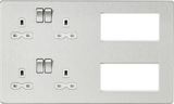 ML Accessories Screwless Multimedia Combination Plate - Brushed Chrome with White Insert