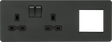 13A 2G DP Socket + 2G Modular Combination Plate - Anthracite with Black insert