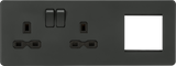 13A 2G DP Socket + 2G Modular Combination Plate - Anthracite with Black insert