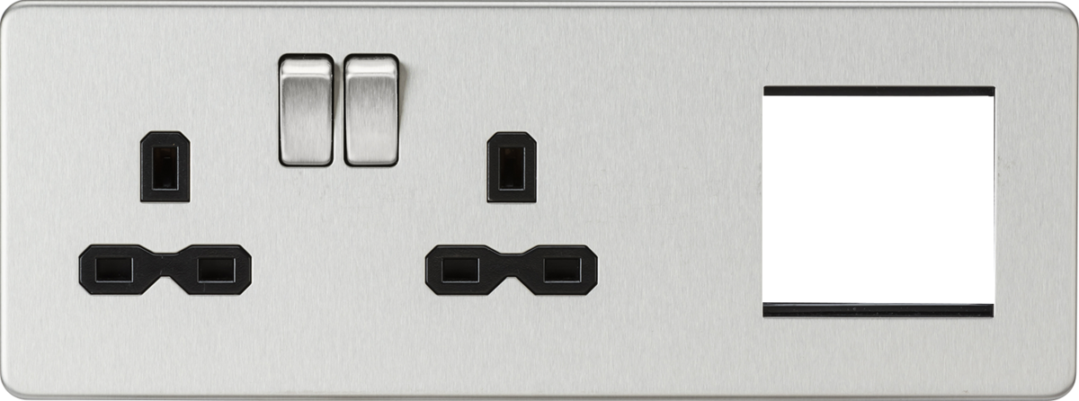 Brushed Chrome 2G DP Socket Combo