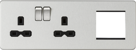 Brushed Chrome 2G DP Socket Combo
