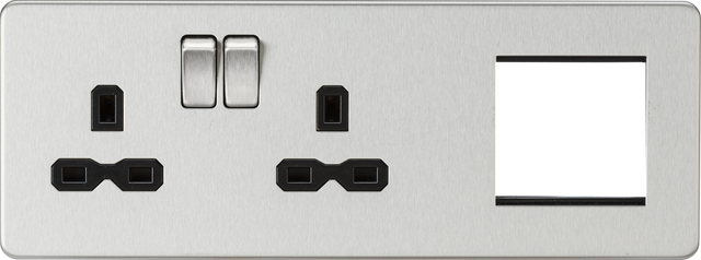 Brushed Chrome 2G DP Socket Combo