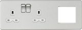 Brushed Chrome 13A 2G DP Socket + 2G Modular Combination Plate