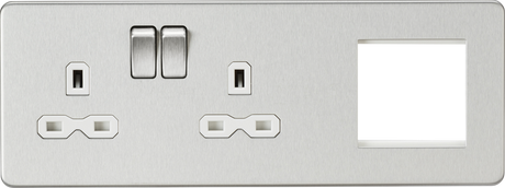 Brushed Chrome 13A 2G DP Socket + 2G Modular Combination Plate