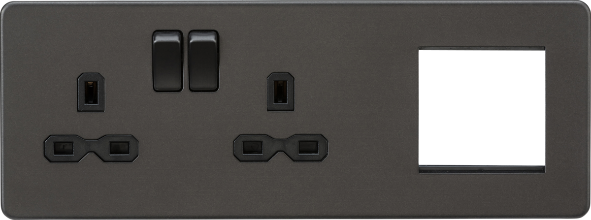 Knightsbridge 13A 2G DP Socket with Modular Combination Plate - Smoked Bronze