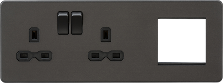 Knightsbridge 13A 2G DP Socket with Modular Combination Plate - Smoked Bronze