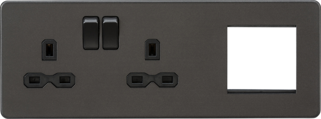 Knightsbridge 13A 2G DP Socket with Modular Combination Plate - Smoked Bronze