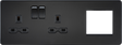 Knightsbridge 13A 2G DP Socket + 2G Modular Combination Plate in Matt Black