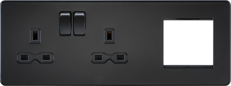 Knightsbridge 13A 2G DP Socket + 2G Modular Combination Plate in Matt Black