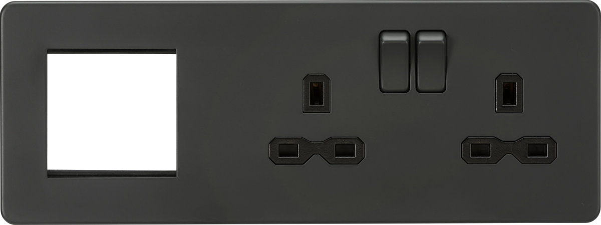 13A 2G DP Socket with 2G Modular Combination Plate - Anthracite
