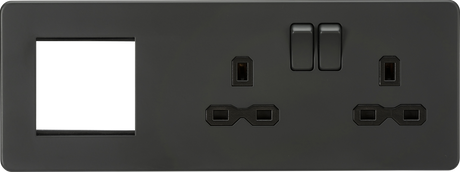 13A 2G DP Socket with 2G Modular Combination Plate - Anthracite