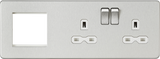 13A 2G DP Socket with Modular Combination Plate - Brushed Chrome